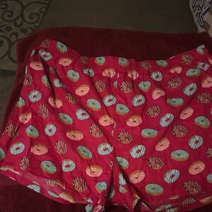 Women’s Red Donut-Print Cotton Boxer Shorts